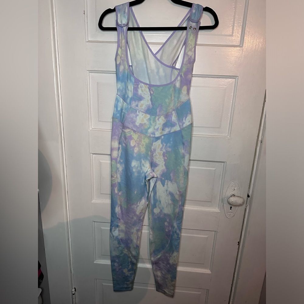 Free People || Back Crossover Pastel Tie Dye Onesie Jumpsuit Size Small